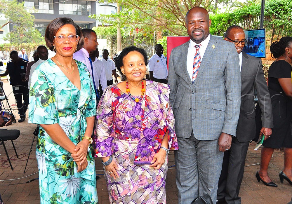 (L-R) Lilly Ajarova, Executive Director Uganda Tourism Board, South Africa High Commissioner to Uganda, Her Excellency Lulu Xingwana and the High Commissioner of Uganda to South Africa, Paul Amoru during the press briefing held at Uganda Media Centre on Tuesday, February 7, 2023