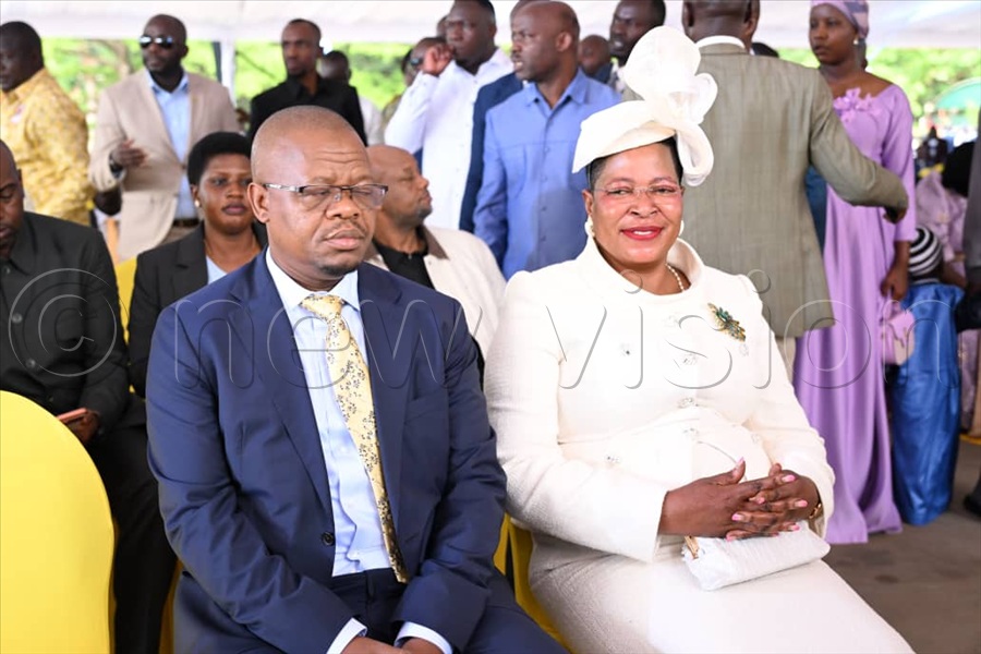 Outgoing Speaker of Parliament Among was in the company of her husband, Moses Magogo.