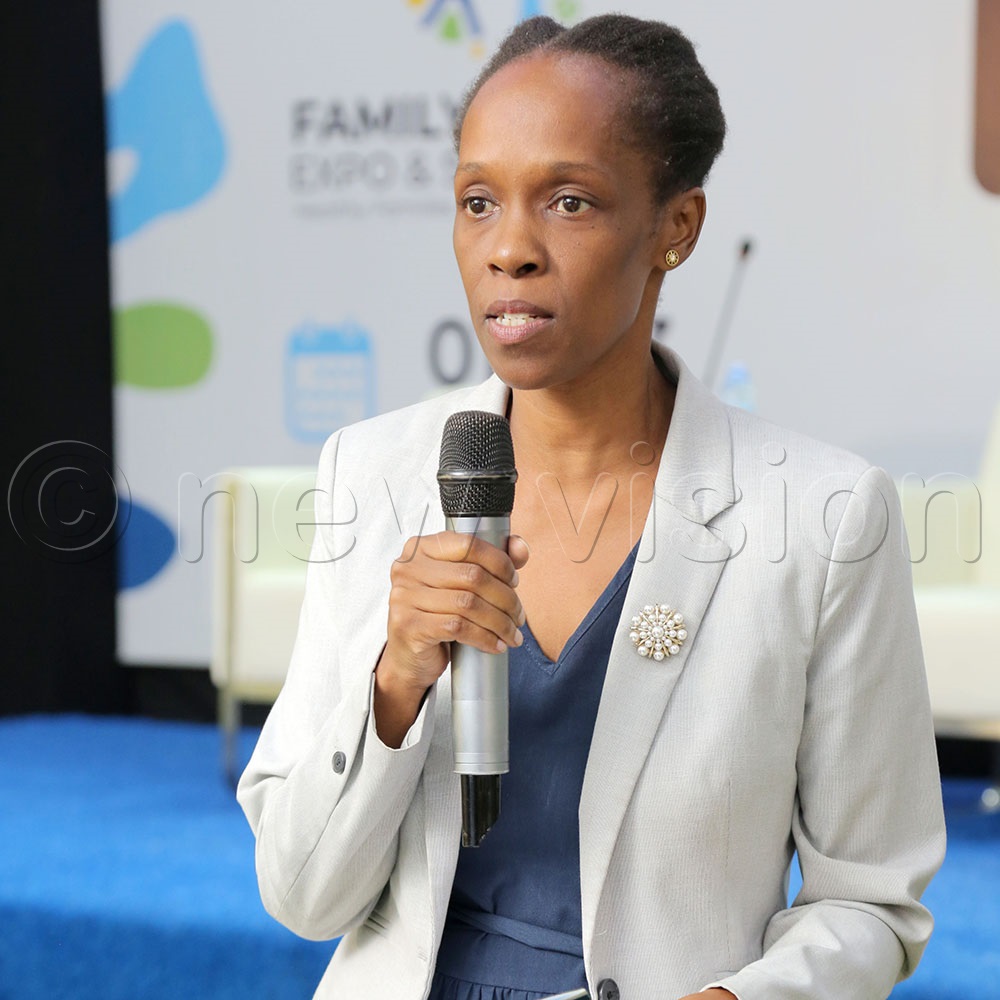 The executive director of Uganda Grace Ssali Kiwanuka addressing participants during the launch of the Family Health Expo and Symposium at Imperial Royal Hotel in Kampala. (Credit: Agnes Kyotalengerire)