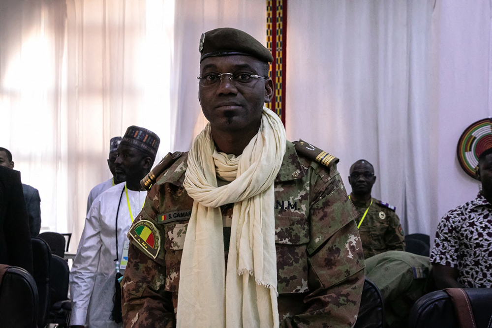Colonel Sadio Camara, Minister of Defense and Veterans of Mali. (Photo by FANNY NOARO-KABRÉ / AFP)