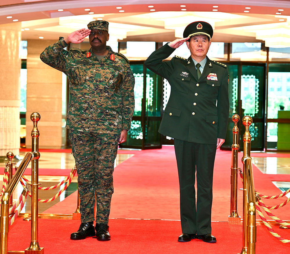 Gen Kainerugaba, who is also the Senior Presidential Advisor for Special Operations, was received by Gen Liu , the Chief of the Joint Staff Department of China's Central Military Commission. (Courtesy Photos)