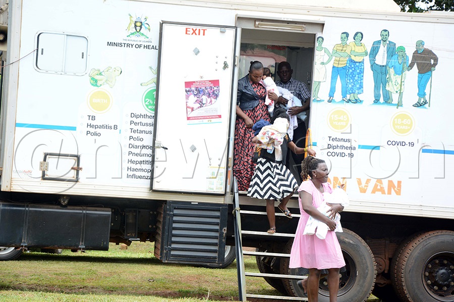 Mothers leave the immunisation van after getting their children immunised during the national measles-rubella immunisation campaign at Wakiso Health Centre IV on October 1, 2026. Photo by Mary Kansiime