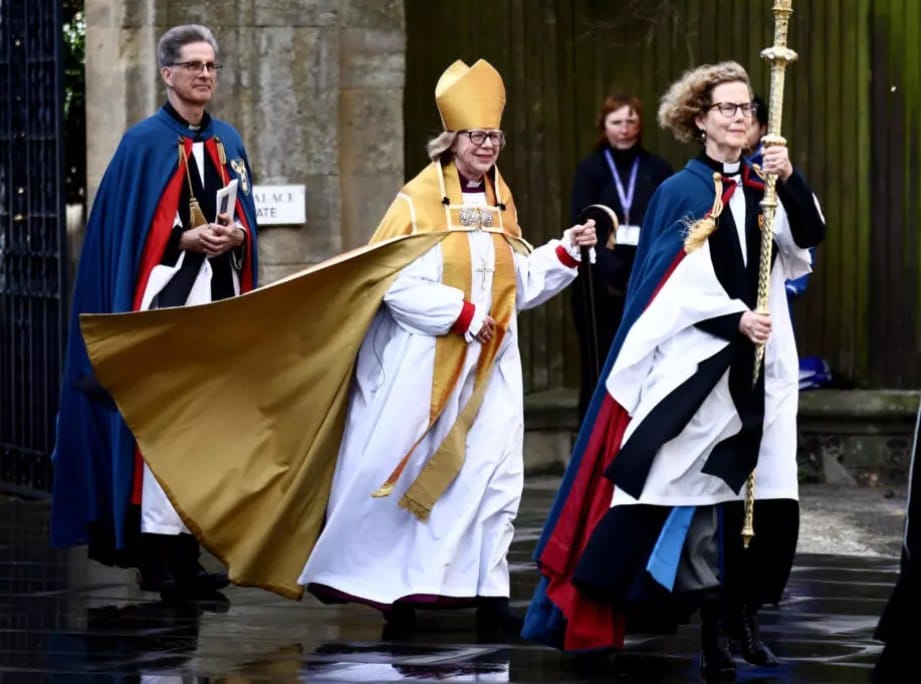 Archbishop of Canterbury Sarah Mullally arrives for her enthronement. (AFP)