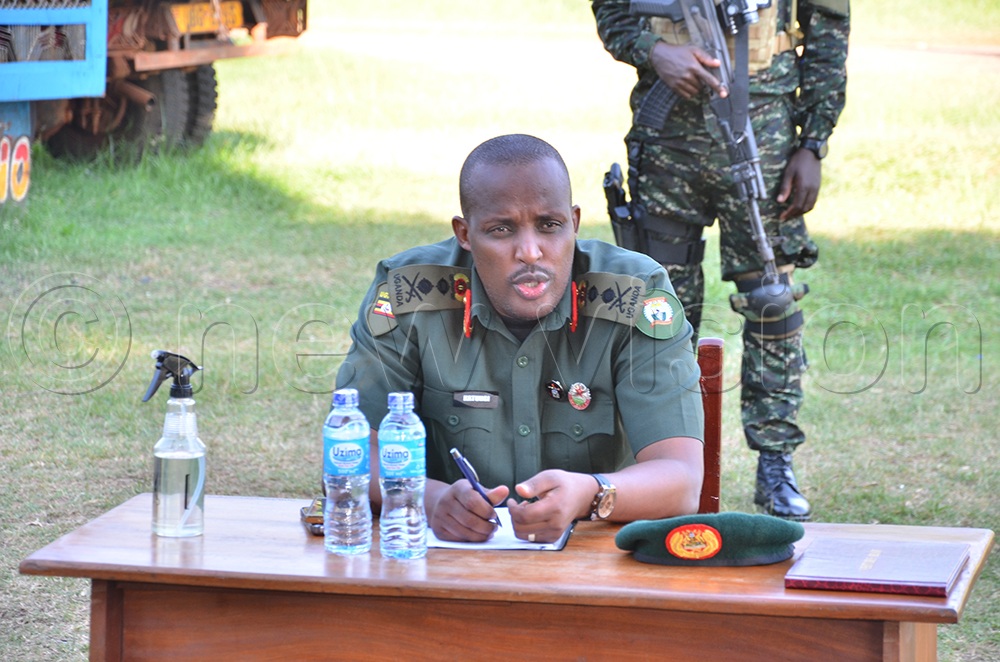 Before handing over the trucks to their owners, the UPDF 5th Division army commander, Maj. Gen. Keith Katungi, strongly cautioned them against repeating the act that violates the Executive orders on environmental protection. (Credit: Joseph Ekol)