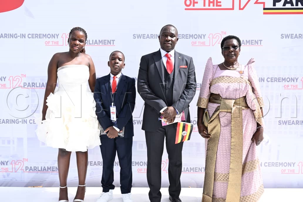 George Musisi with family present for the swearing-in ceremony in the 12th Parliament of Uganda as Member of Parliament for Kira Municipality.