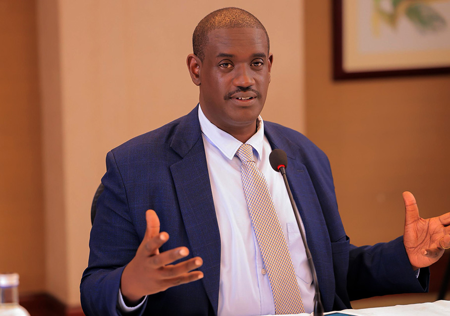 The host of Judicial Service Conversations lawyer Elison Karuhanga speaking during the show. (Courtesy photo)