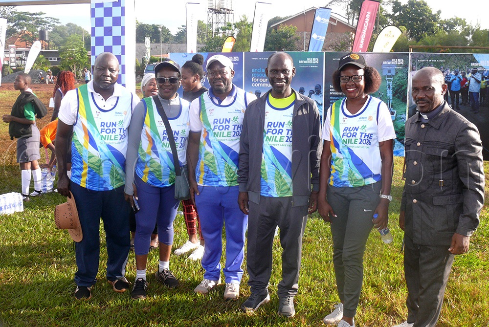 Bishop Rt. Rev. Prof. Grace Lubaale (third right) with some of the participants in the fourth Nile Marathon in Jinja. Second right is Sarah Lwansasula, the Jinja city woman MP-elect. (Photo by Charles Kakamwa)