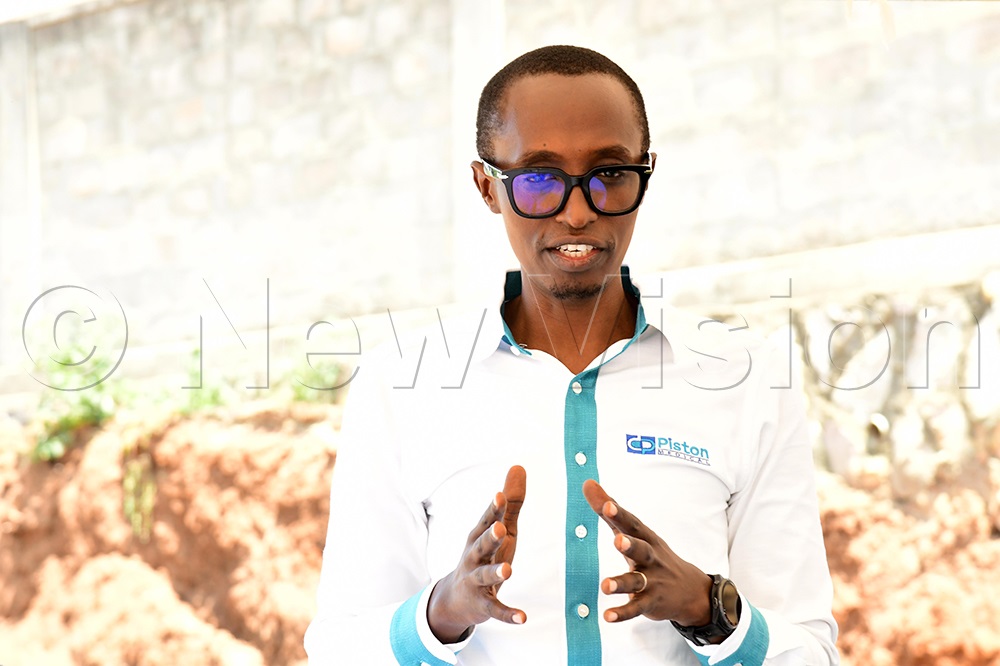 Benjamin Kiiza, a director and CEO of Piston Medical Limited, speaking at the groundbreaking ceremony of the construction of Piston Medical Limited Annex at Namanve Industrial Park, September 2, 2025. (Photo by Eddie Ssejjoba)