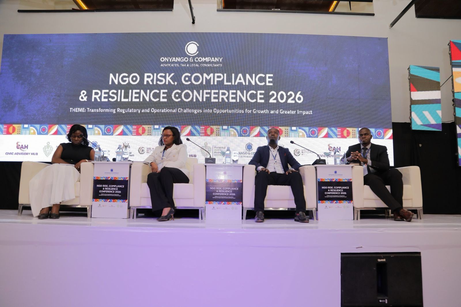 Panelists during the NGO Risk, Compliance and Resilience Conference 2026 at Kabira Country Club in Kampala on October 23, 2026. (Photo source: X/@NGObureau)