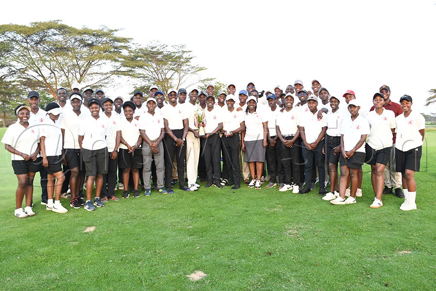The overall winners Kings College Budo pose with their trophy at Lake Victoria Serena. Photo by Michael Nsubuga