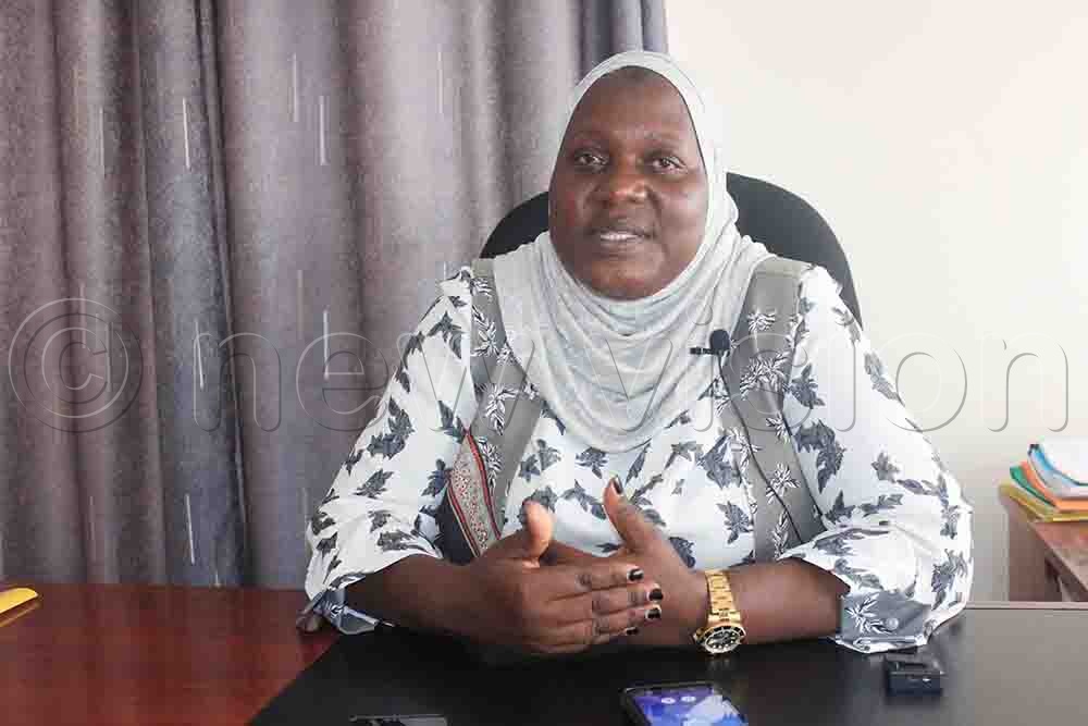 Mukono Resident District Commissioner, Hajat Fatuma Ndisaba Nabitaka addressing the media on Thursday. (Credit: Henry Nsubuga)