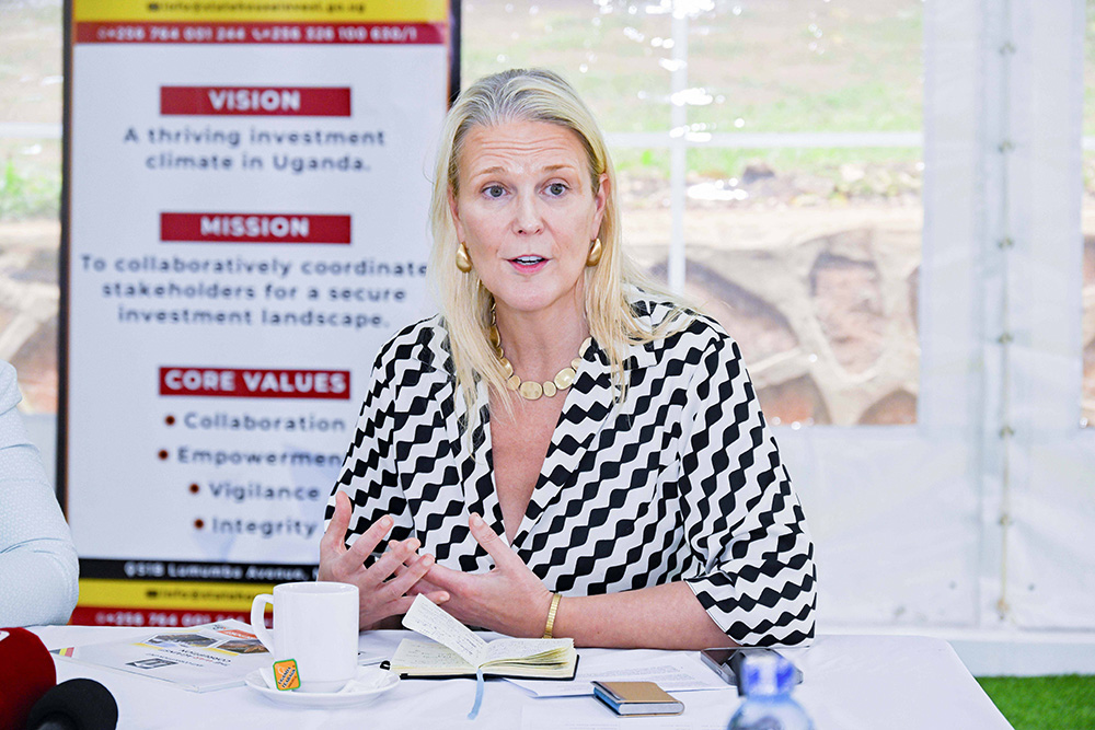 The British High Commissioner to Uganda Lisa Chesneyon delivers her speech during her official visit at the State House Investors Protection Unit (SHIPU) headquarters in Nakasero, Kampala. (Photo by PPU/Tony Rujuta)