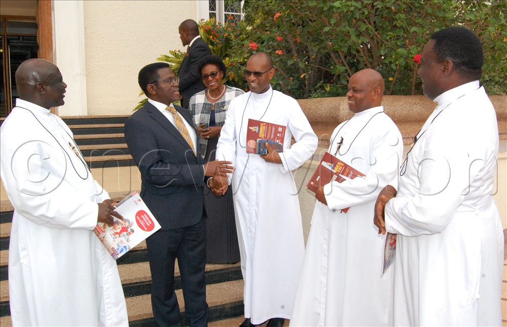 Katikkiro Charles Peter Mayiga (wearing a suit) interacts with the Brothers of Christian Instruction during their visit to Bulange Mengo on Friday, August 7, 2026.