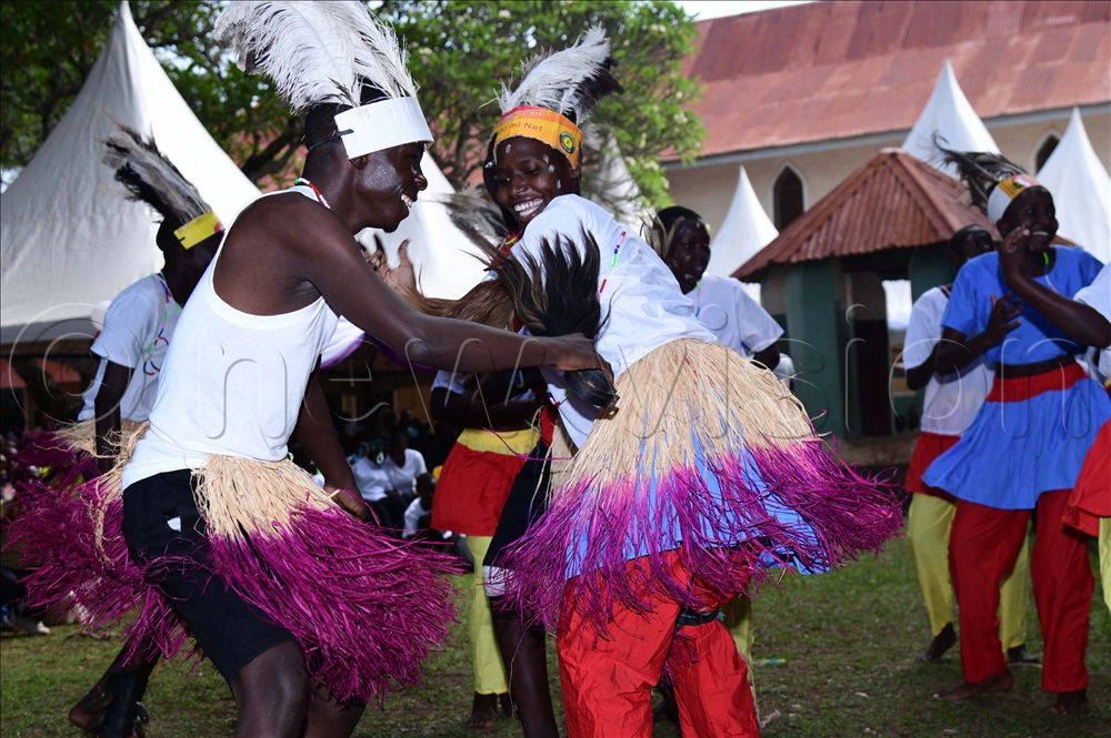 Students of Ngora High performing a cultural dance.