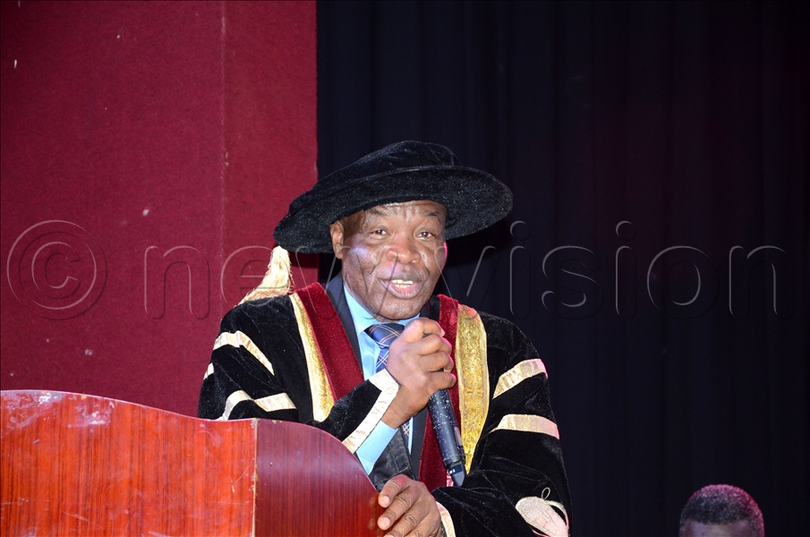 Prof. Emeka Akaezuwa, the Vice Chancellor International University of East Africa (IUEA) addressing during the 12th graduation ceremony of the International University of East Africa at the main campus in Kampala on November 27, 2025.