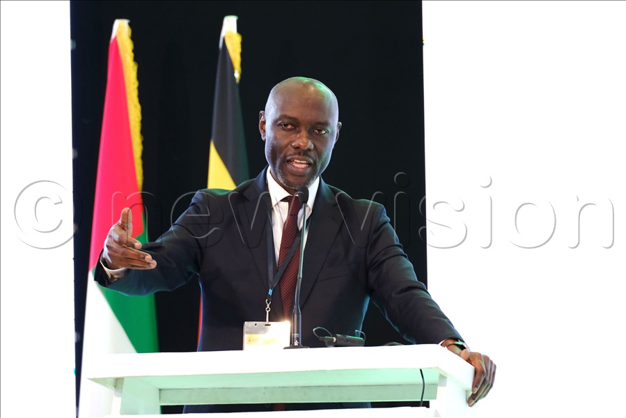 Zaake Kibedi, Ambassador of Uganda to the United Arab Emirates (UAE), speaking during the Fourth Edition of UAE-Ugaanda Business Forum at Speke Resort Munyonyo in Kampala, on Oct 28 2025. (Credit: Hajarah Nalwadda)