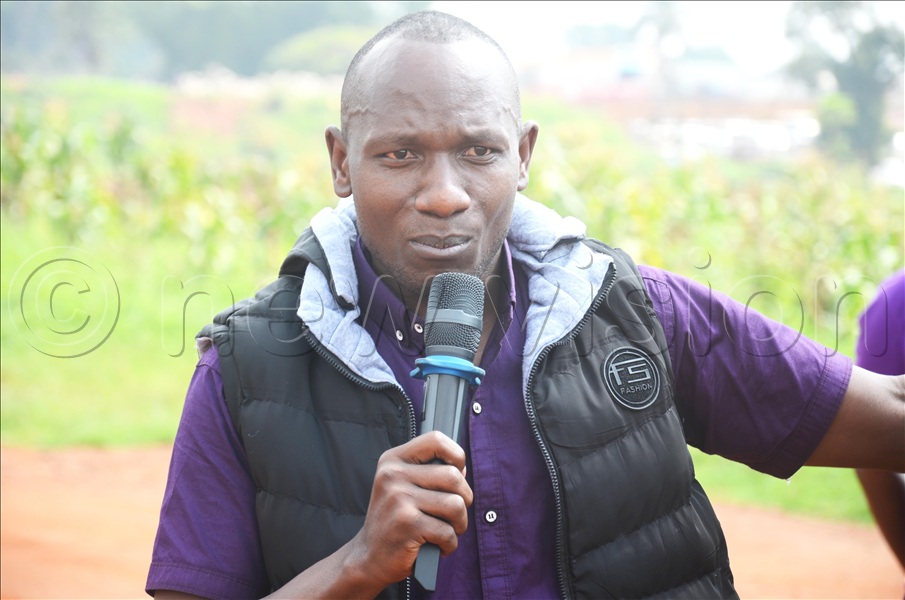 Nelson Agaba, the ANT national youth coordinator and official campaign agent, moved to calm supporters following Muntu&rsquo;s no-show. (All Photos by Isaac Nuwagaba)