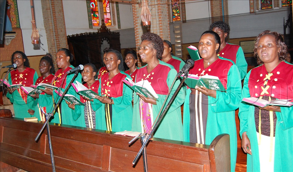 St. Cecilia Lubaga Cathedtal Choir leading the singing during mass. 