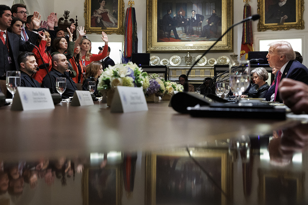 Ukrainian presidential Press Service, US President Donald Trump (L) speaks with Ukraine's President Volodymyr Zelensky (R) at the White House in Washington, DC. (AFP)
