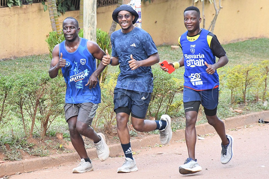 Some of the runners on their way to the finish during the Bugolobi 5K Run, part of the Independence Marathon preparations. Photo by Michael Nsubuga