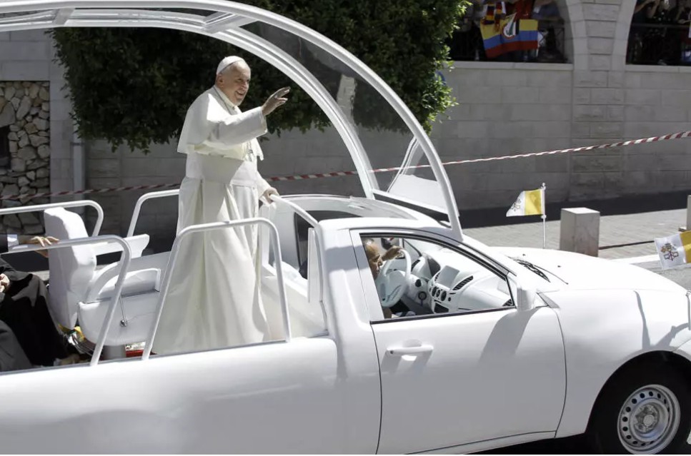 Pope Francis visited Bethlehem in May 2014 as part of a three-day Middle East tour. The popemobile he used has been transformed into a clinic. (AFP)