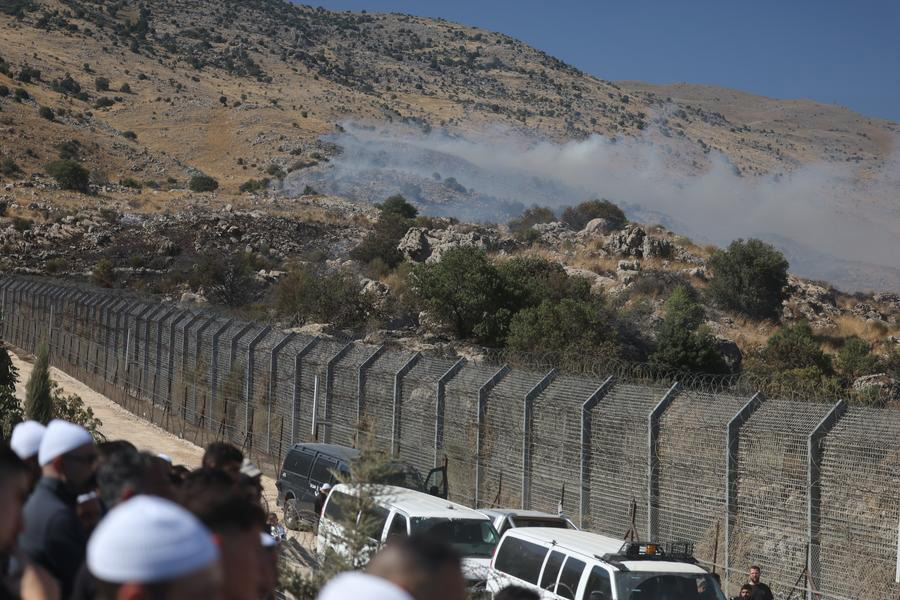 People of Druze community are seen in the buffer zone in the Golan Heights, on July 16, 2025. (Photo Xinhua)