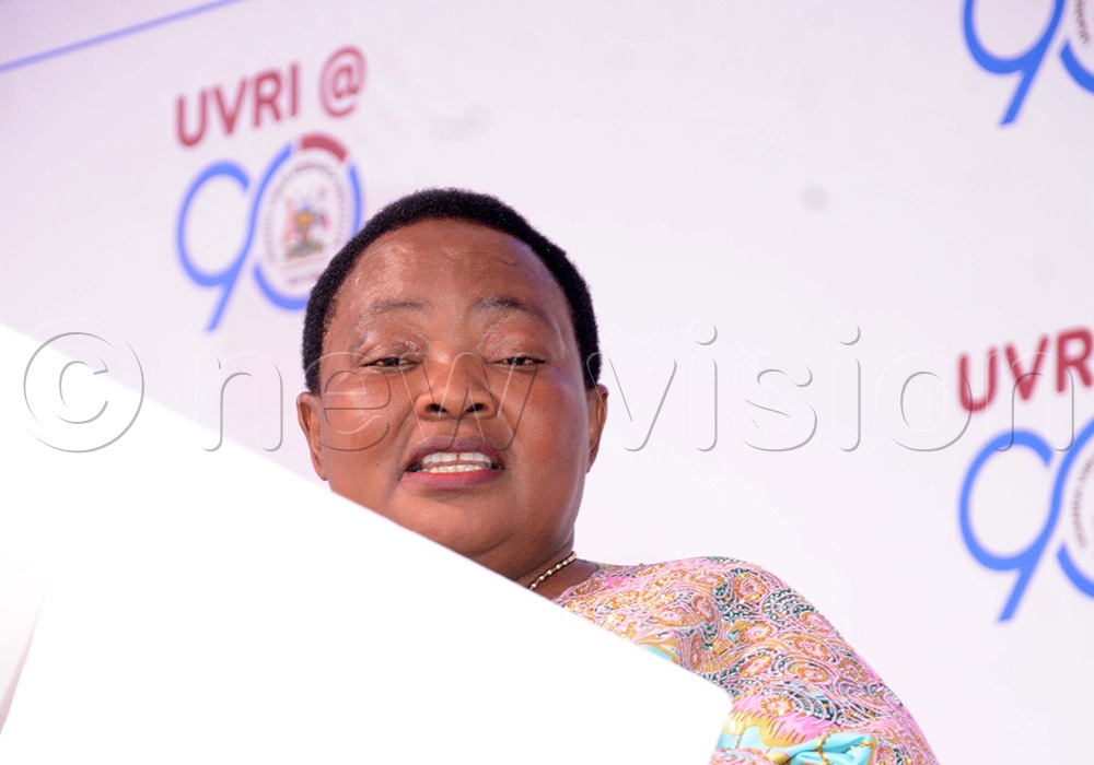 Robinah Nabbanja, the Prime Minister of Uganda speaking during the celebration of Uganda Virus Research Institute's 90th anniversary on July 22, 2026. (Photo by Mary Kansiime)
