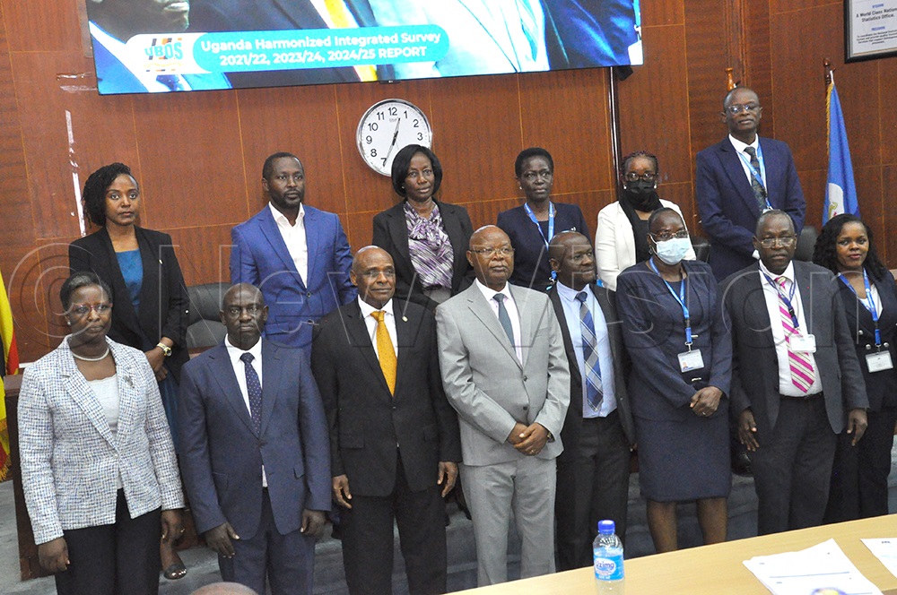 Officials who attended the launch of the Uganda Harmonized Integrated survey report at Uganda Bureau of Statistics on May 21, 2026. (Photo by Nancy Nanyonga)