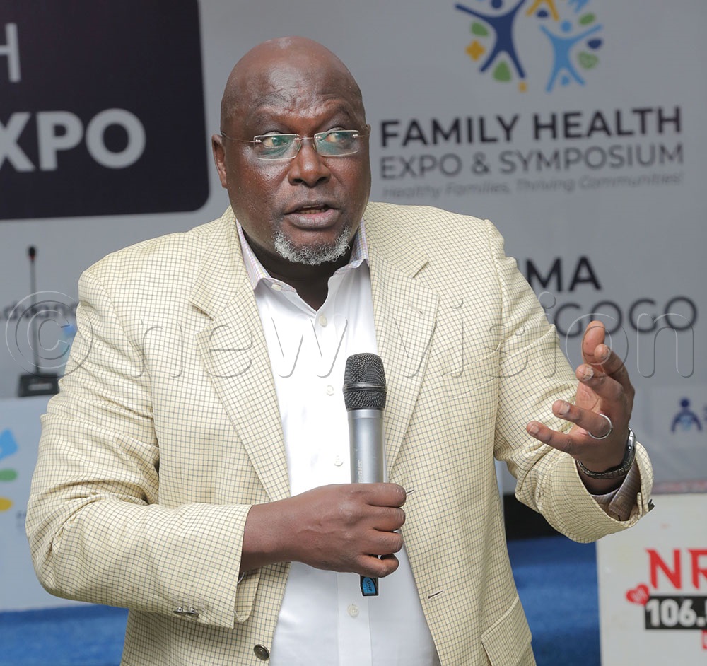 Dr Timothy Musila assistant commissioner health services, private sector, addressing participants during the launch of the Family Health Expo and Symposium on Thursday, at Imperial Royal Hotel in Kampala. (Credit: Agnes Kyotalengerire)