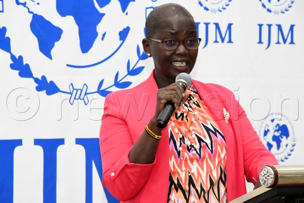 The Director of Public Prosecutions (DPP), Lady Justice Jane Frances Abodo, making her remarks. (Photo by Mpalanyi Ssentongo)