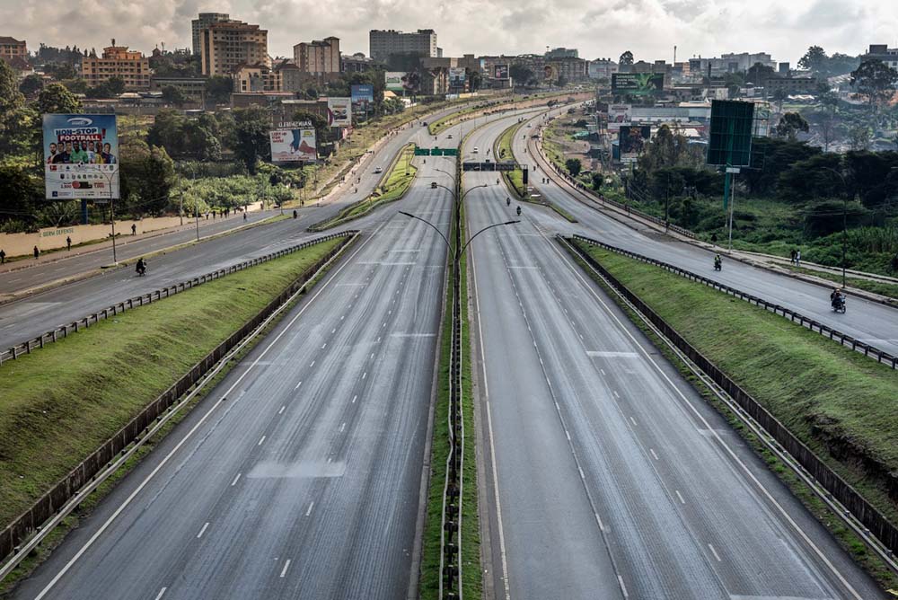 A general view of the Thika Superhighway, one of Kenya’s main highways, nearly empty on the second day of a nationwide transport strike over rising fuel prices in Nairobi on May 19, 2026. (Credit: AFP)