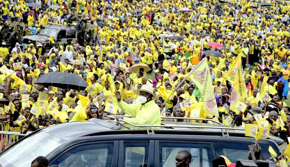 President Yoweri Museveni during one of his campaign rallies.