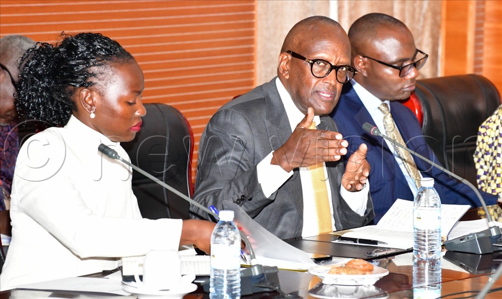 L-R: Dr.Mercy Lakisa, Minister of State for Youth and Children Affairs,  Gen Henry Tumukunde; Minister of Gender, Labour and Social Development and  Henry Musasizi; the Finance Minister.