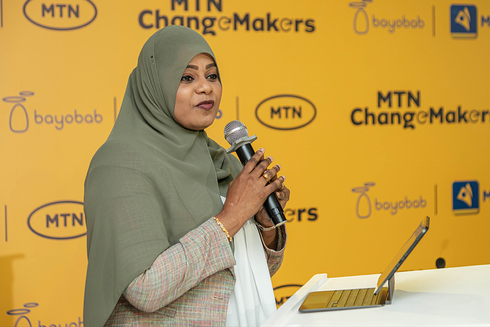 MTN chief marketing officer, Sylvia ElSheikh, speaking during the lunch of MTN Changemakers Phase III in Kampala.