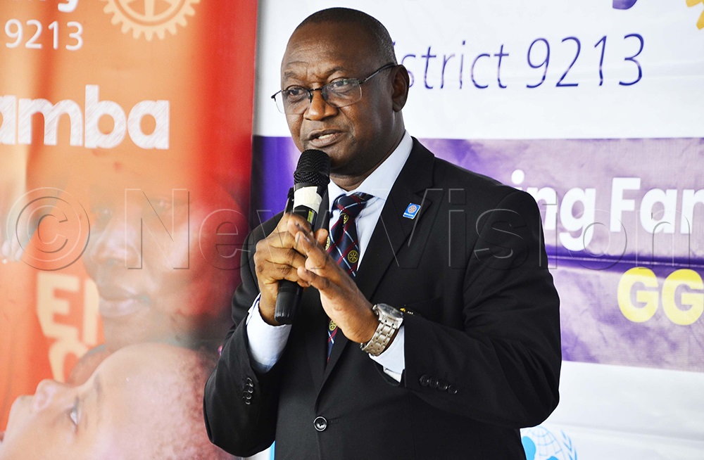 Martin Kitakule, District Governor 9213 addresses health care workers during the graduation ceremony of the first cohort of Health Workers in Comprehensive Inservice Newborn Care Training at St. Francis Hospital in Nsambya on June 5, 2026. (Photo by Juliet Kasirye)