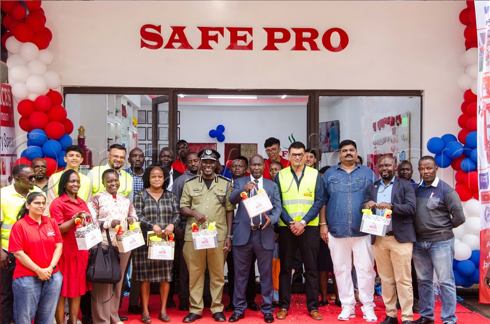 Officials take a group picture during the opening of Uganda's first fire safety showroom (Safe Pro Fire Services) in Industrial Area in Kampala on Thursday, 17 July, 2025. 