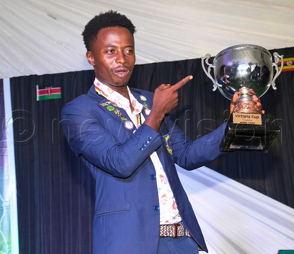 Kenya National Golf team captain Elvis Muigua poses with the Victoria Cup trophy after the tournament at Entebbe Club on March 7, 2026. Kenya won on 15.5-10.5 points. (Photo by Michael Nsubuga)