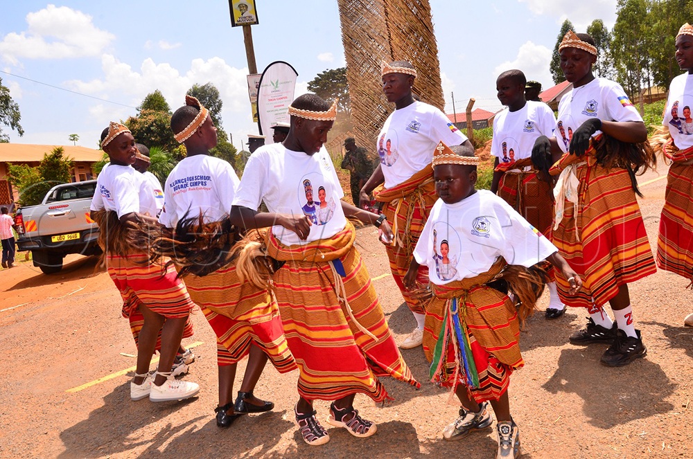Traditional dancers perform at the entrance of the Mayuge District Council headquarters, where the 12th Kyabazinga coronation anniversary celebrations are taking place on Saturday. (Photo by Jackie Nambogga)