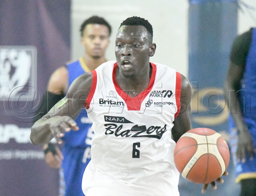 Namuwongo Blazers' Peter Obleng in action against the Oilers durinng Game-3 of the best of 7 finals at Lugogo,  October 28, 2025. Blazers won 80-70. Photo by Michael Nsubuga