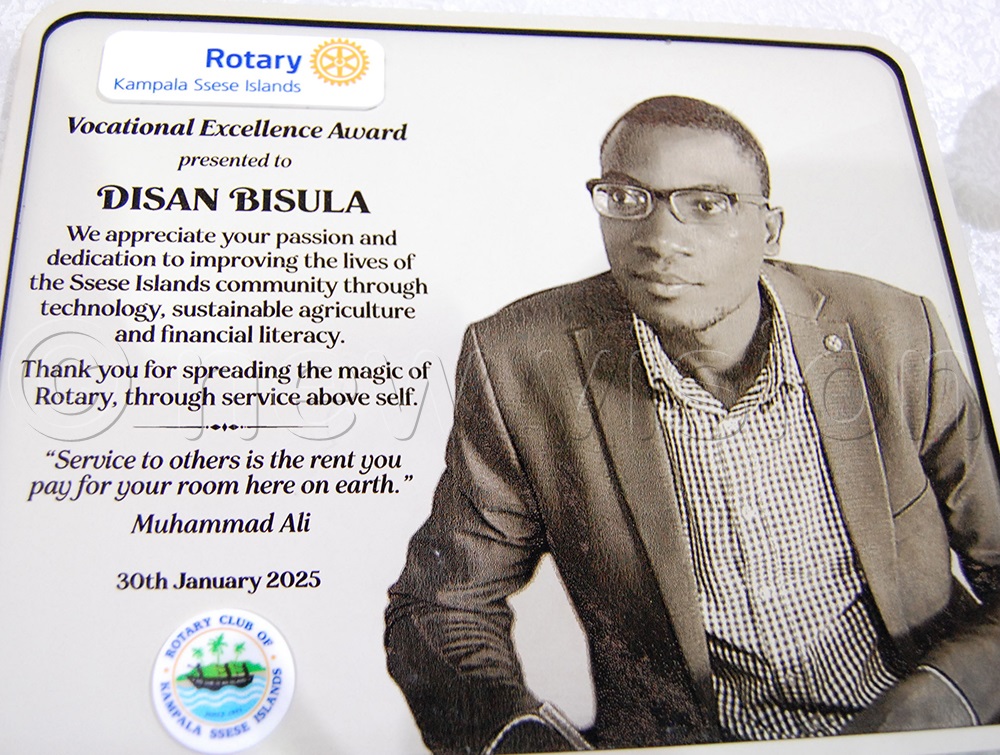 The picture and remarks of gratitude on  Bisula's accolade. (Photo by Mathias Mazinga)