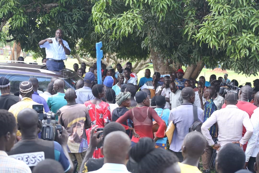 Mafabi addressing his supporters at a campaign rally in Apac on November 18, 2025. (Credit: Alfred Ochwo)