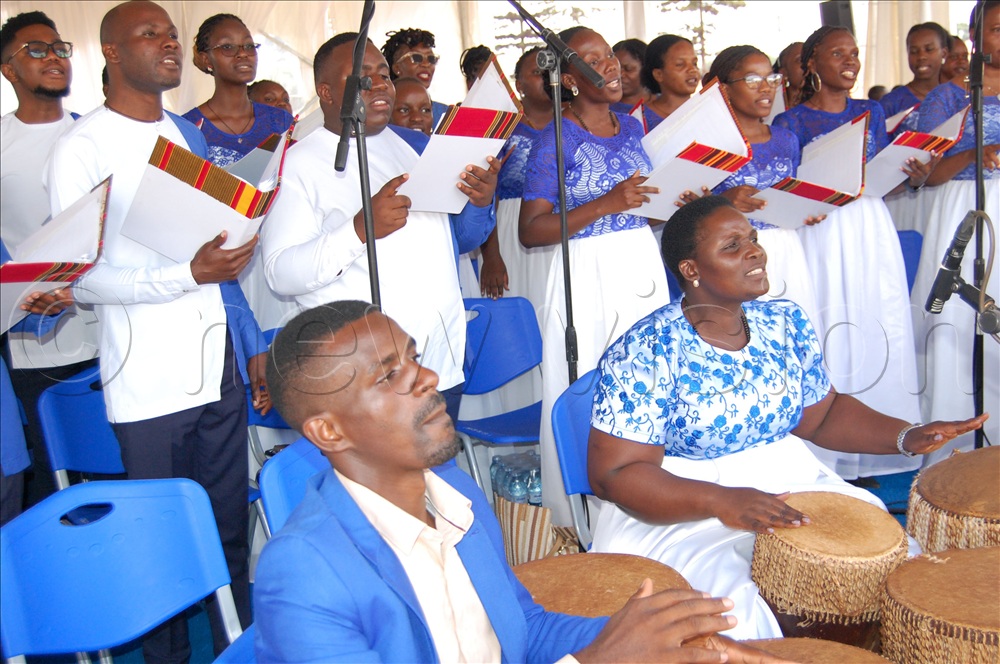 The Cherubim Chamber Chorale leading the singing during the pontifical Mass for the centennial celebration of the Brothers of Christian Instruction at St. Mary's College Kisubi Sports Ground on Saturday, September 5, 2026.
