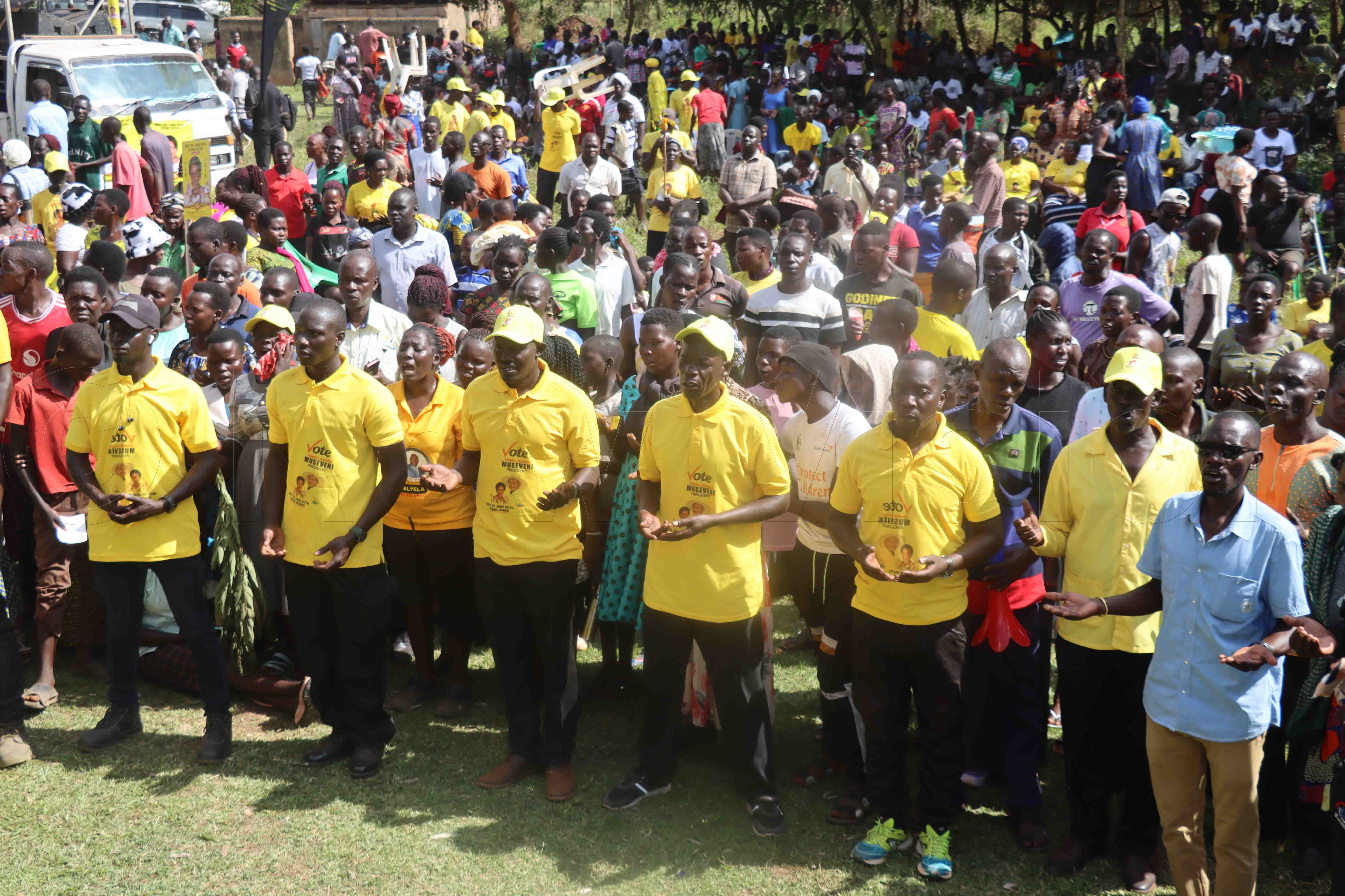 Some of the supporters and NRM leaders and campaign leaders who turned up at the rally. (Credit: Hudson Apunyo)