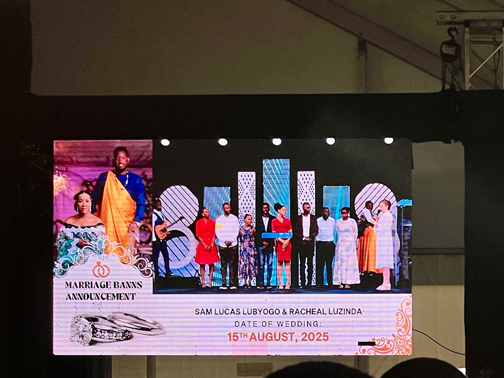 The couple made their first official church announcement on Sunday, July 27, 2025 at Phaneroo Ministries International in Kampala. (Courtesy photo)
