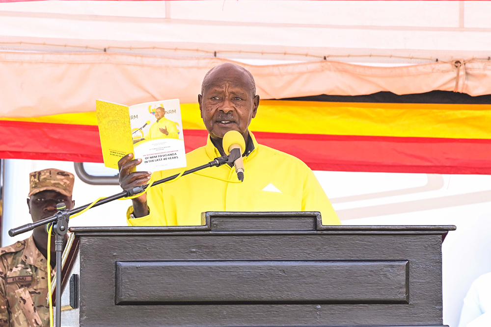President Museveni addressing NRM leaders from Busoga sub-region during a meeting at Iganga Girls School grounds in Iganga town on Saturday, Jan. 10, 2026. (PPU Photo)