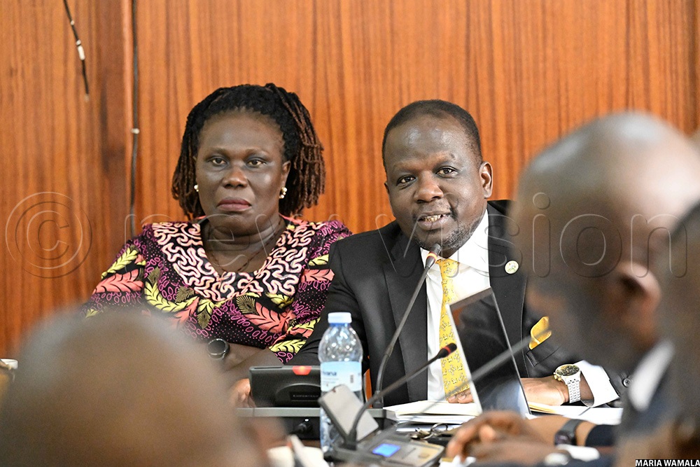 Committee on Public Service and Local Government chairperson Herbert Edmund Ariko (Gweri county, NRM) and his deputy Terego District Woman MP, Rose Obigah. (Photo by Maria Wamala)