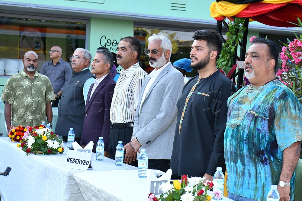 The Minister of Trade, Industry and Cooperatives, Sanjay Tanna (right), Tororo Municipality MP Shyam Jay Tanna (second right), and Kakira Sugar Limited Company Secretary Krishna Iyengar (third right) attend a celebration at City Point Resto in Jinja City on June 28. (Photo by Donald Kiirya)
