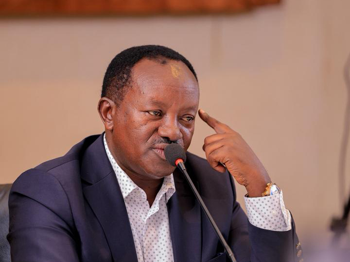 The chairperson of the Parliamentary Committee on Defence and Internal Affairs, Wilson Kajwengye, speaking during the Judicial Service Conversations hosted by Elison Karuhanga. (Courtesy photo)