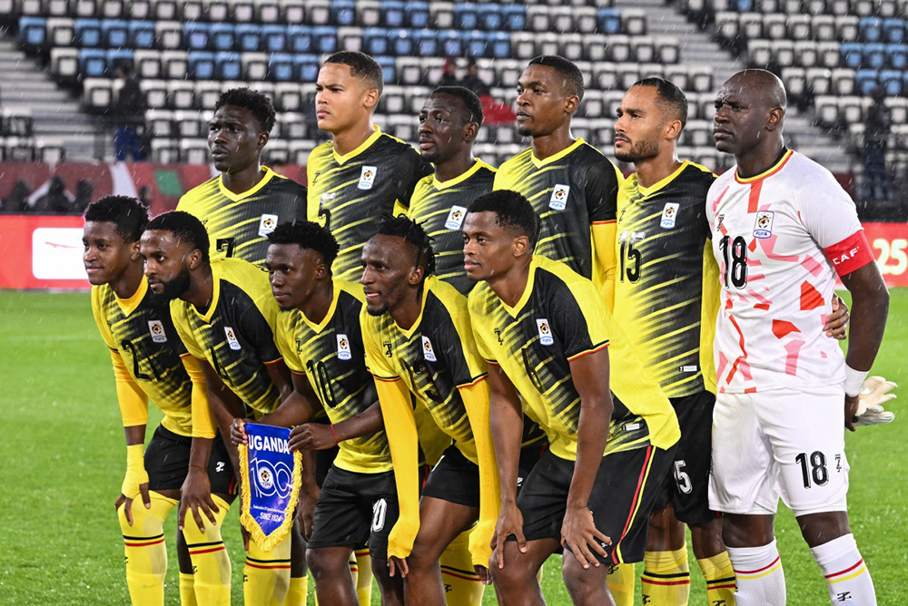 Uganda's players pose prior the Africa Cup of Nations (CAN) Group C football match between Uganda and Tanzania at Al Medina Stadium in Rabat on December 27, 2025. (Photo by SEBASTIEN BOZON / AFP)