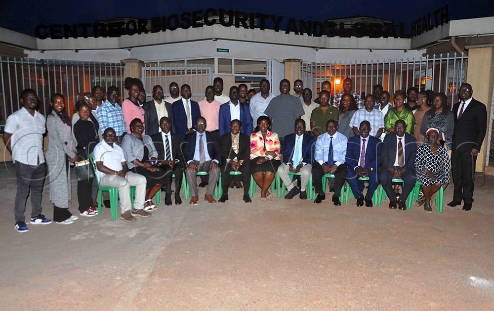 Participants and facilitators who attended the commissioning of the Multidisciplinary Alliance for Global Biosecurity and Bioeconomy (MAGBBA) consortium at the College of Veterinary Medicine, Animal Resources and Biosecurity (COVAB) at Makerere University. (Photo by John Odyek)